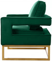 Silla decorativa de terciopelo verde Noah 