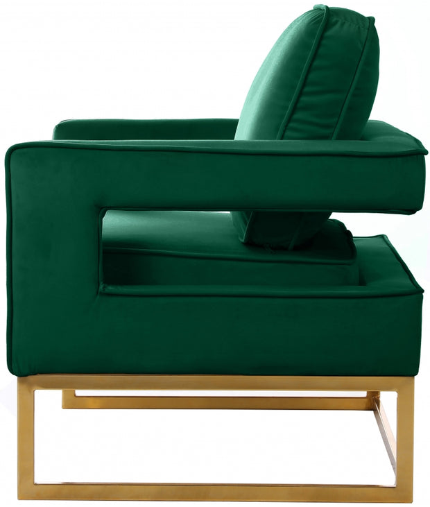 Silla decorativa de terciopelo verde Noah 