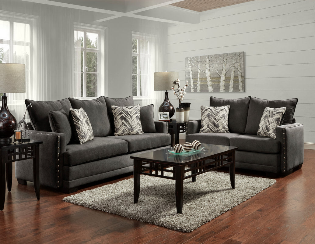 1680 Chevy CharcoalGrey Sofa and Loveseat