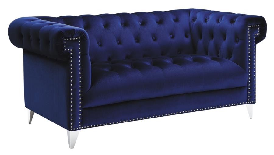 Bleker Tuxedo Blue Living Room Set