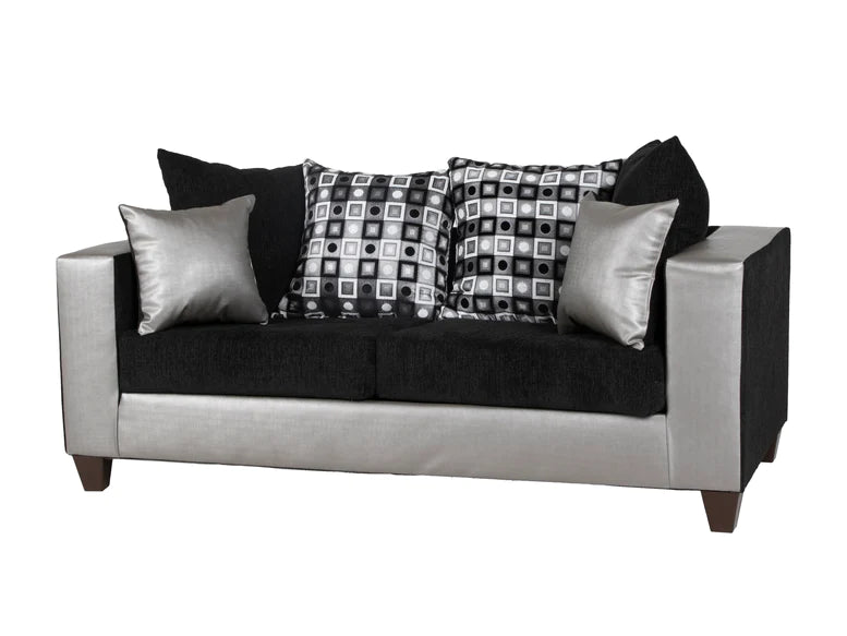 115 Sliver/Black Sofa + Loveseat