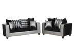 115 Sliver/Black Sofa + Loveseat