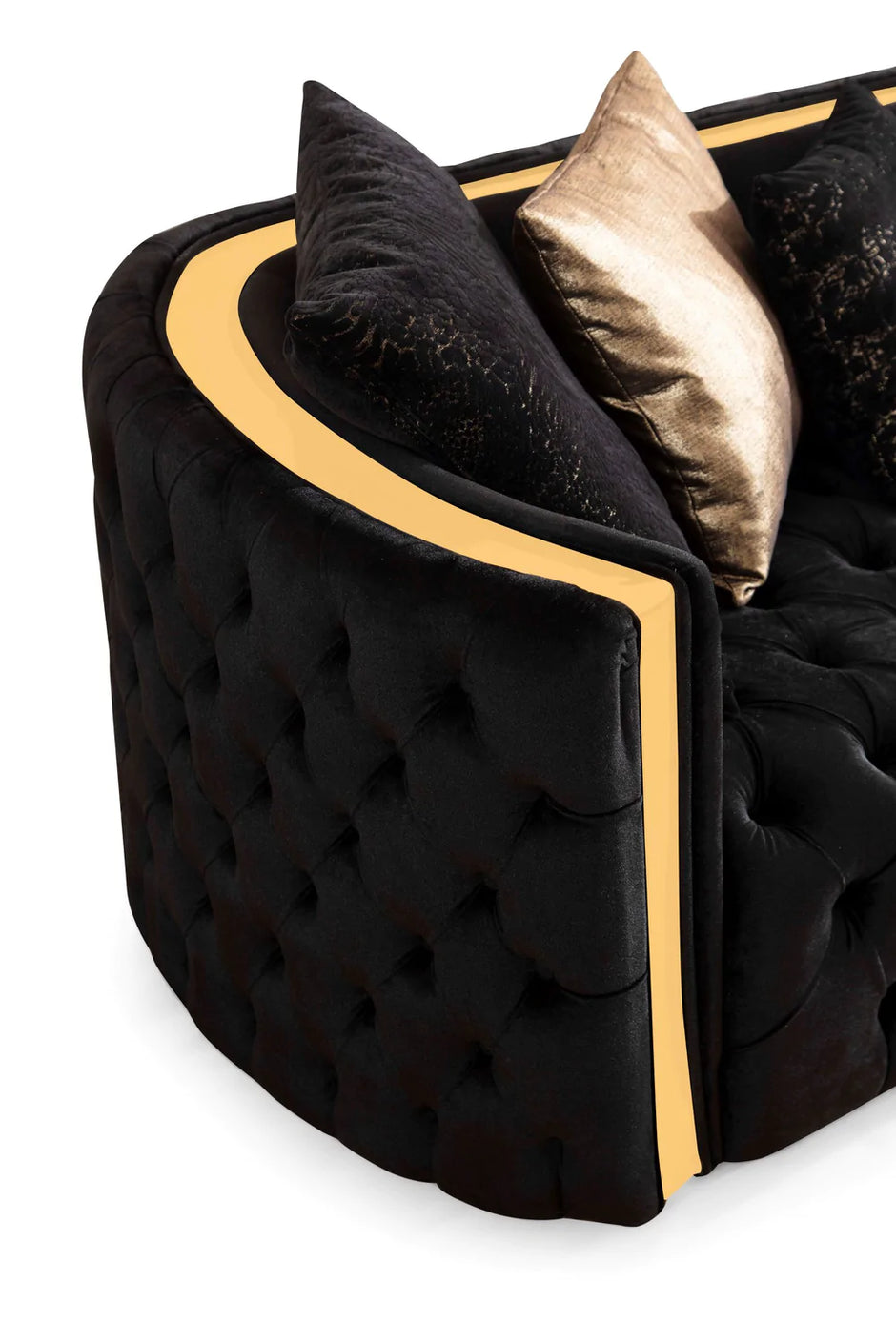 Sofá y loveseat de terciopelo negro Fanci