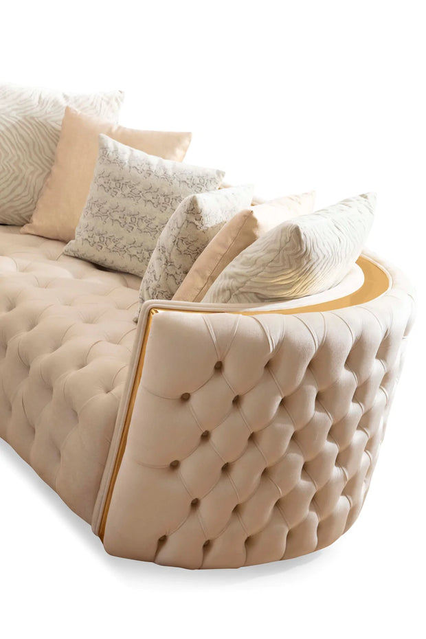 Sofá y loveseat de terciopelo marfil Fanci