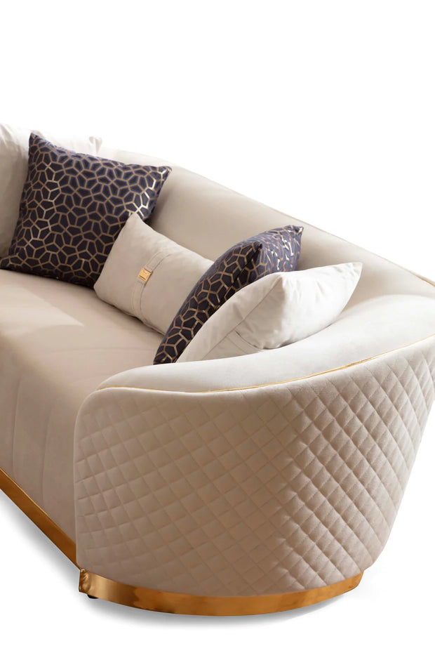 Sofá y loveseat de terciopelo marfil Aster