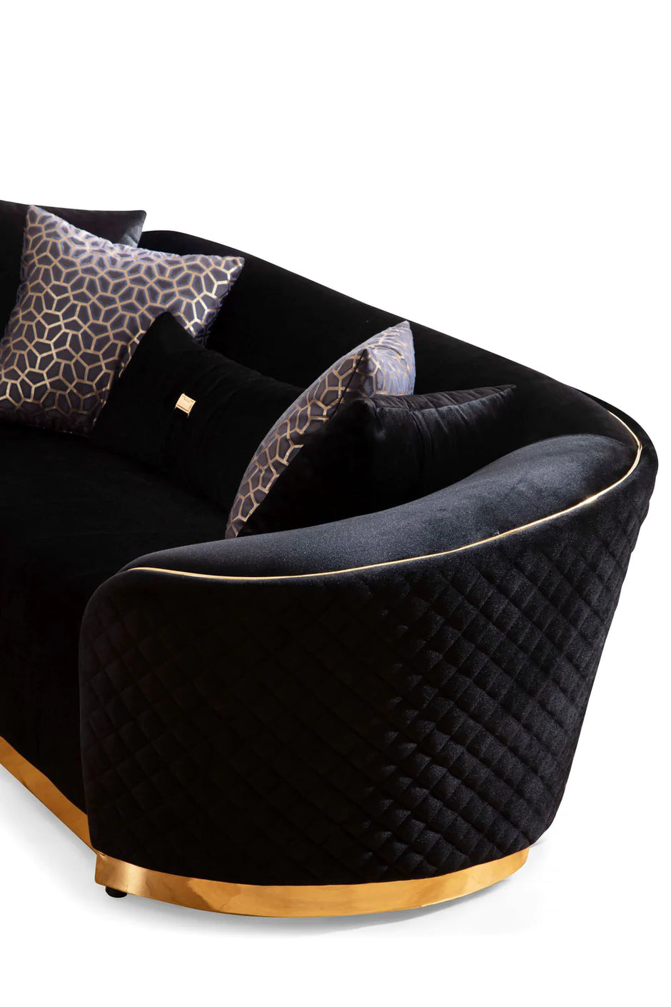 Sofá y loveseat de terciopelo negro Aster