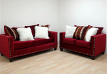 2019 Sofá rojo y Loveseat Nailheads