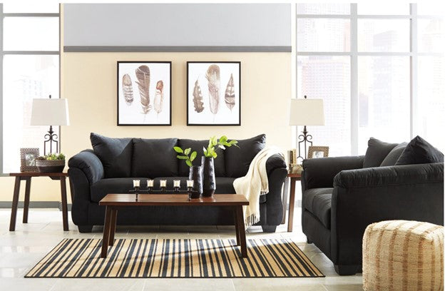 Ashley 75008 Darcy sofá negro y loveseat