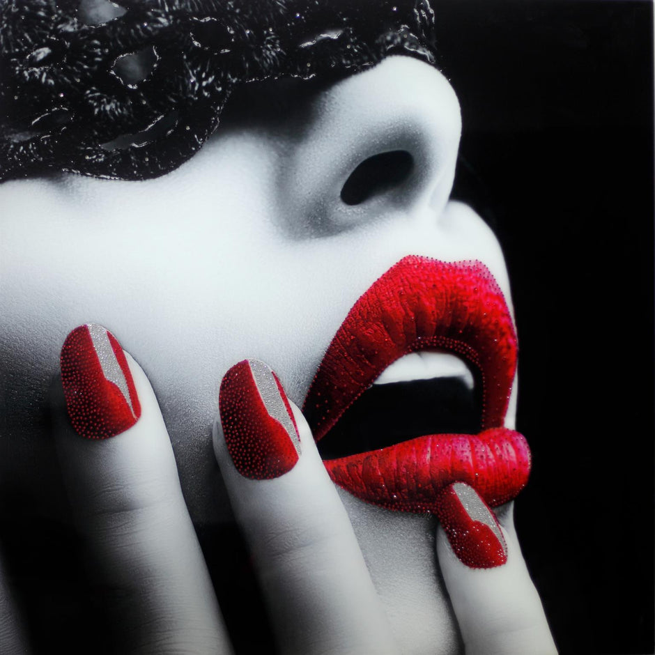 Vidrio templado con lámina y diamantes de imitación – Encaje negro