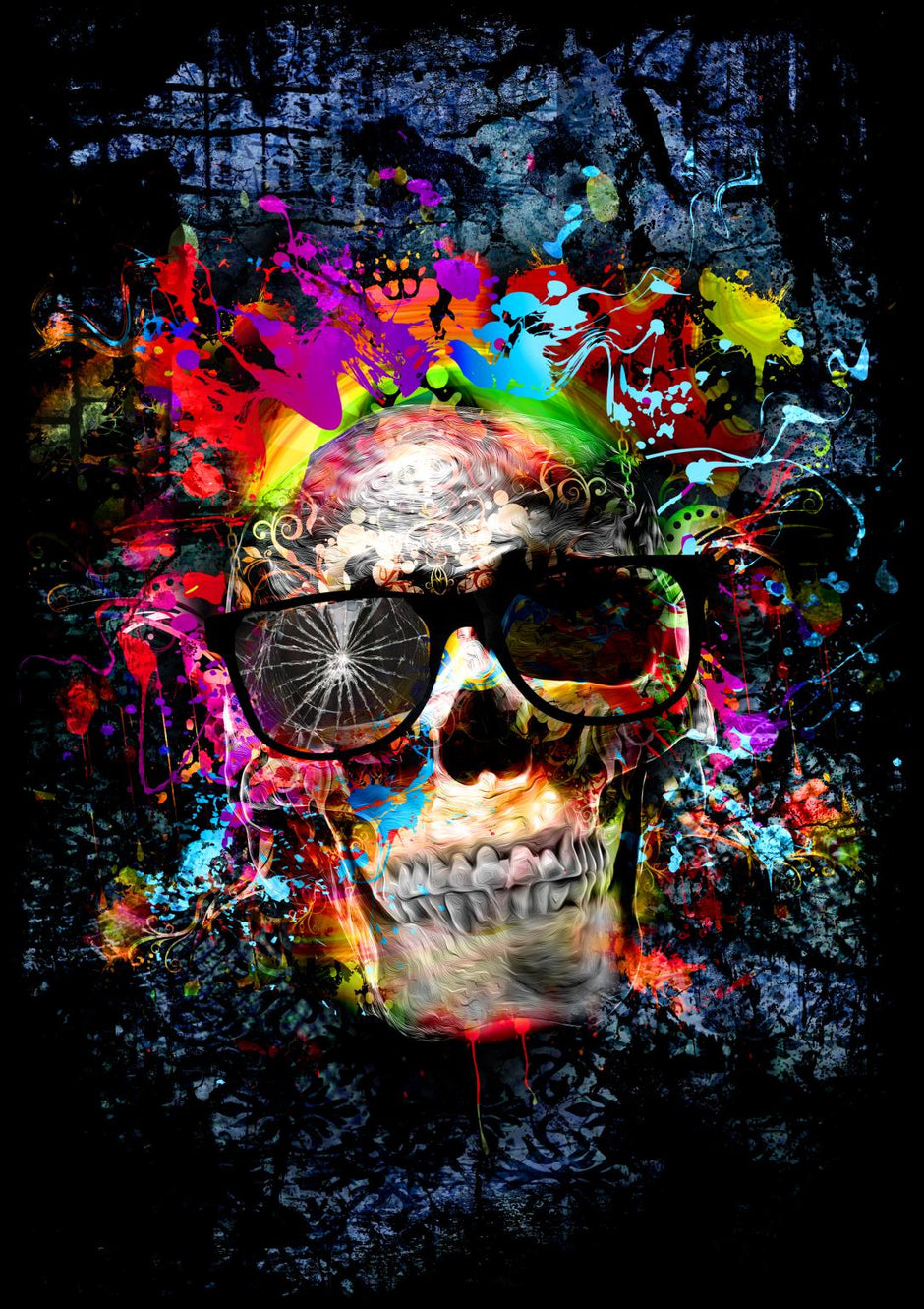 Vidrio templado con lámina - Color me Skull