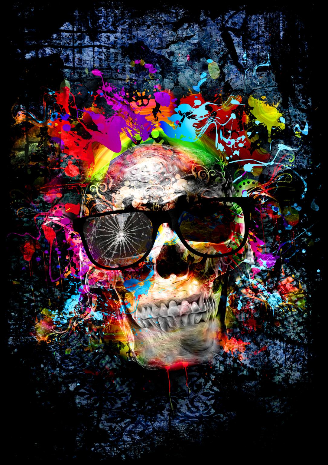 Vidrio templado con lámina - Color me Skull