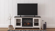 Ashley W287W3 Dorrinson mueble para TV blanco con chimenea