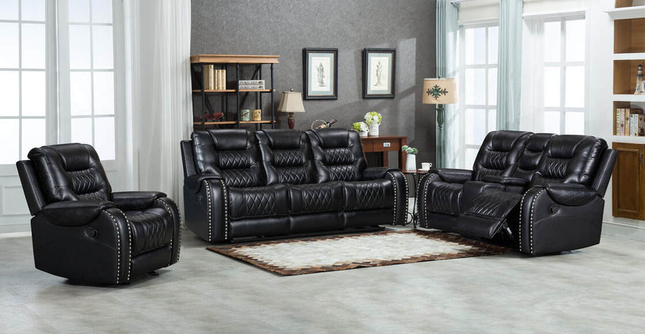 Ashley2001 Conjunto reclinable negro extragrande