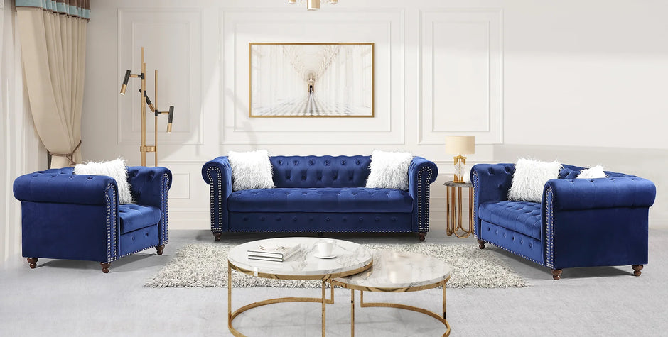 S8188 Sofá Milan Azul + Loveseat