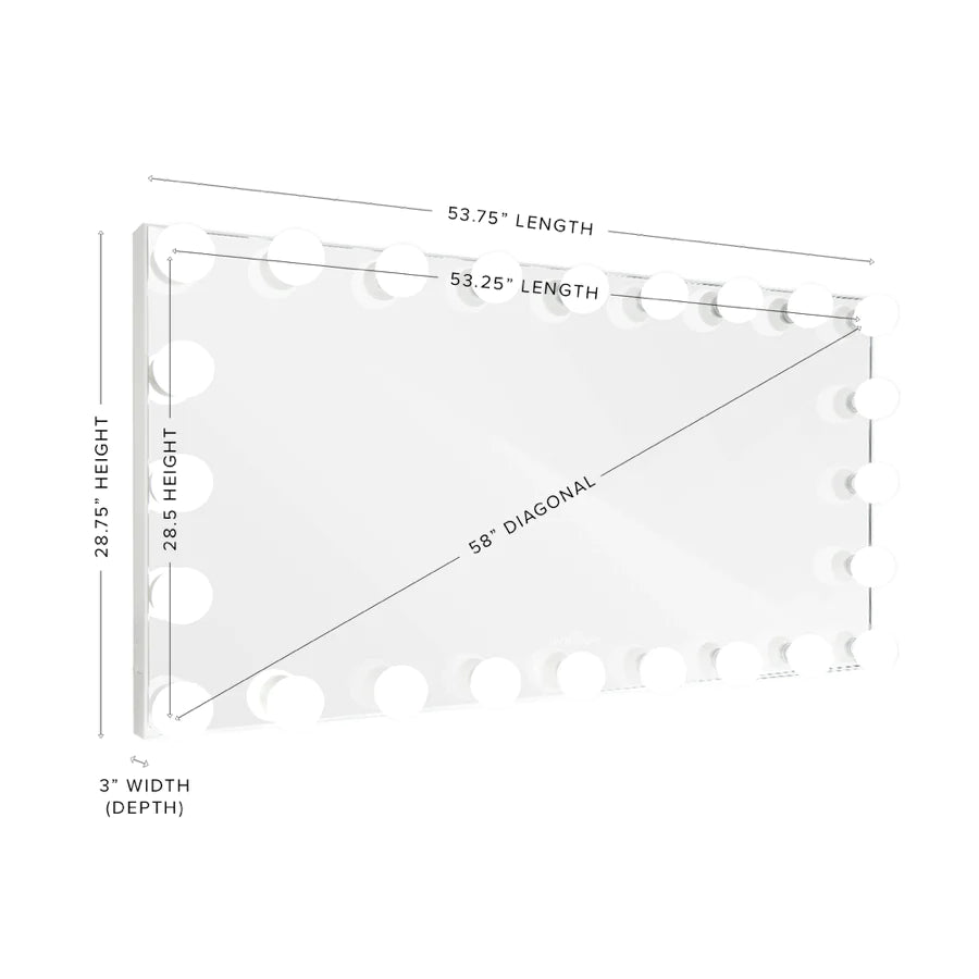 Espejo de tocador extra ancho Hollywood Glow Panorama