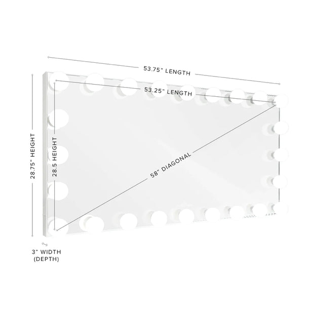 Espejo de tocador extra ancho Hollywood Glow Panorama