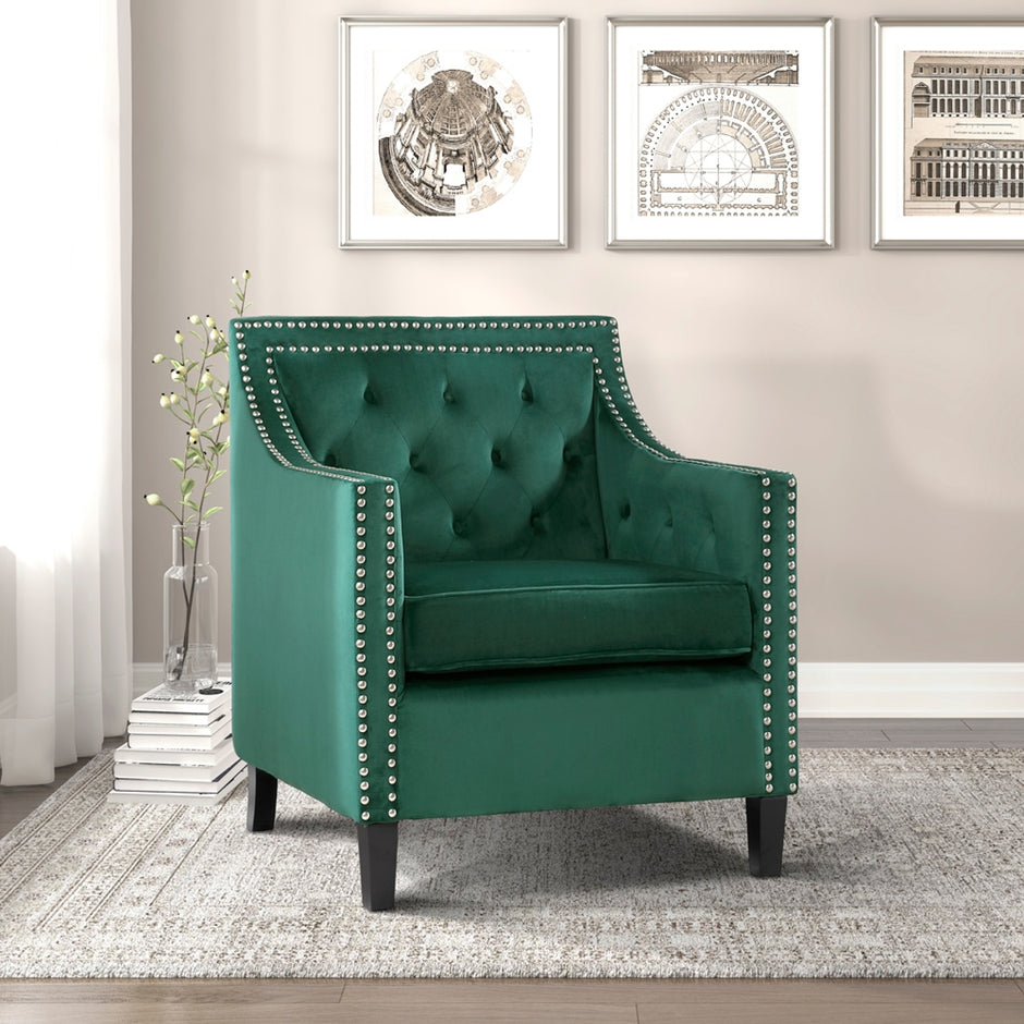 Silla decorativa verde 1297FG 