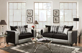 115 Sliver/Black Sofa + Loveseat